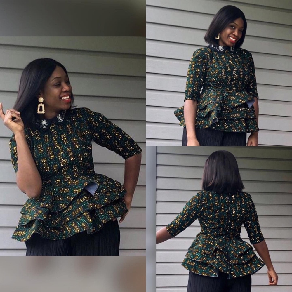 African Print Peplum Top